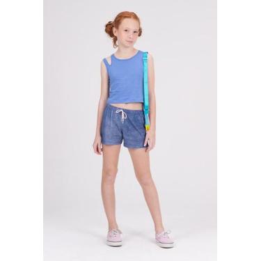 Imagem de Conjunto Infantil Cropped Detalhe Ombro Azul - Vida Costeira Oficial, 