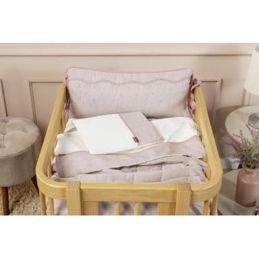 Imagem de Kit Mini Berço Linho Jeans 6 Pçs Menino Bebê Batistela Baby, Rosê