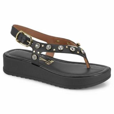 Imagem de Sandália Vizzano Flatform Fivela Pedraria Confortável Original -, Pret