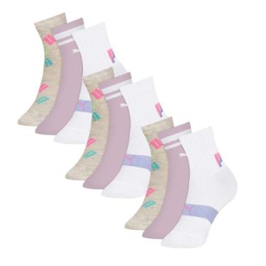 Imagem de Kit 9 Pares Meia Infantil Menino Cano Longo - Selene, P, Lilás, Cinza