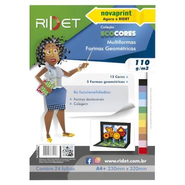 Imagem de Bloco de Papel Multiformas Geométricas A4+ Eco Cores 100G-M² 230X320MM com 24 Folhas em Tons Vibrantes