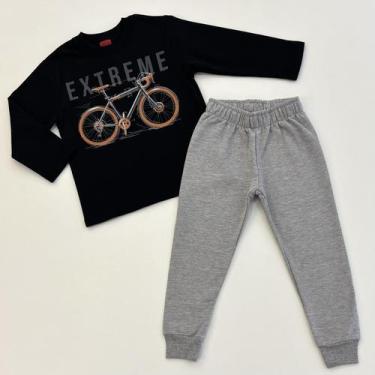 Imagem de Conjunto Infantil Kyly Flanelado Quentinho Sem Capuz Algodão Macio Est