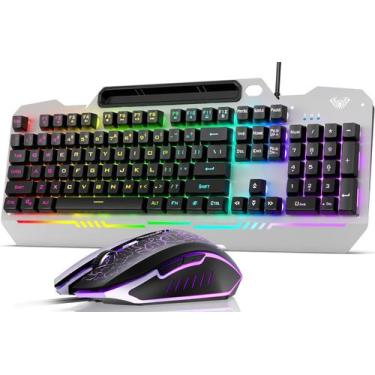 Imagem de Combo de teclado e mouse AULA Gaming 104 teclas RGB retroiluminado