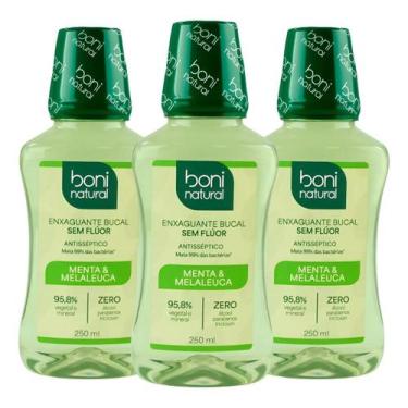 Imagem de Kit 3 Enxaguantes Bucais Sem Flúor Menta e Melaleuca 250ml Boni Natura