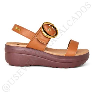 Imagem de Sandalia ortopédica dijean plataforma papete conforto leve, Caramelo, 