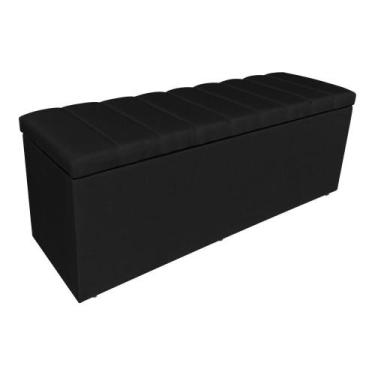 Imagem de Calçadeira Recamier Baú Queen 1,60m Holanda Suede - Pallazio, Preto