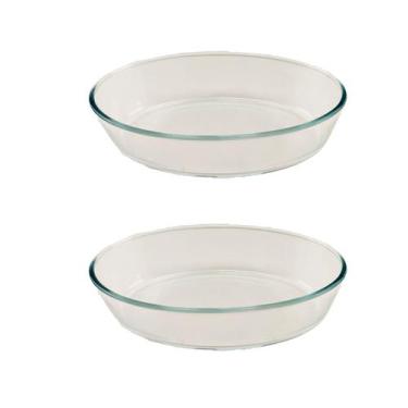Imagem de Kit 2 Assadeiras Forma Jogo Travessa Vidro Retangular Oval - Clink, Ov