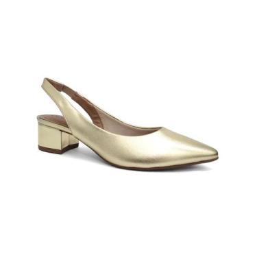 Imagem de Sapato Beira Rio Slingback Scarpin 4182.220 Dourado, 37, Dourado