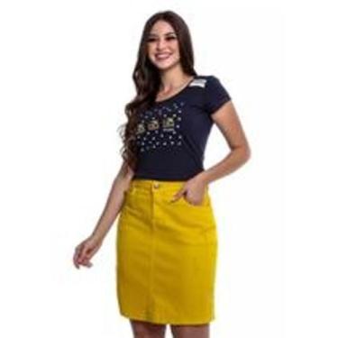 Imagem de Saia jeans amarela tamanho único P ao GG - Alpha store
