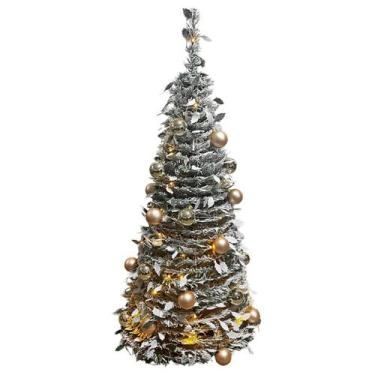 Imagem de Árvore Cone Nevada C/ LED USB Verde Branco 150CM Grillo 62697-098