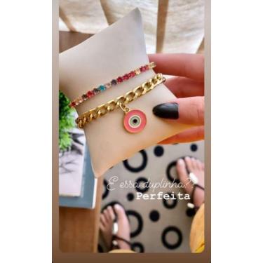 Imagem de KIT Pulseiras olho grego e Pulseira zircônias coloridas - Gataloca