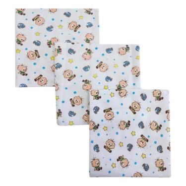 Imagem de CUEIRO TURMA DA MÔNICA BABY 60 CM X 80 CM - 3 CUEIROS cor: azul - INCO