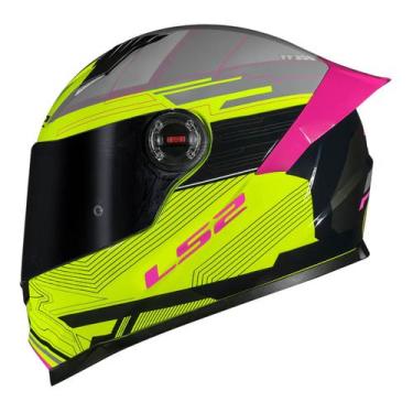 Imagem de Capacete LS2 FF358 S Digital Preto Amarelo Rosa Com Spoiler, Amarelo, 