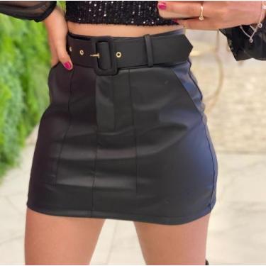 Imagem de Saia feminina preta em couro Tam 36 - farn 