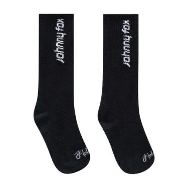 Imagem de Meia Cano Longo Infantil Preto Liso Johnny Fox, Preto, U