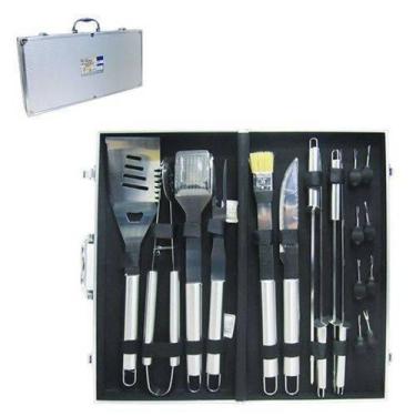 Imagem de Kit para Churrasco c/ 18 Peças Inox + Maleta De Alumínio - Casita