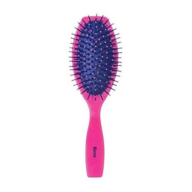 Imagem de Escova De Cabelo Oval 21cm Rosa Pink Nylon Almofadada Ricca
