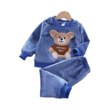 Imagem de Conjunto De 3 Peças De Casaco E Calça De Lã Com Capuz Para Bebês Menin