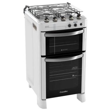 Imagem de Fogão Esmaltec Diamante 4 bocas Branco com Duplo Forno, Timer e Acendi