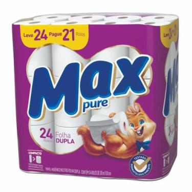 Imagem de Papel Higiênico folha dupla 24 rolos 30 mts neutro menor preço - Max P