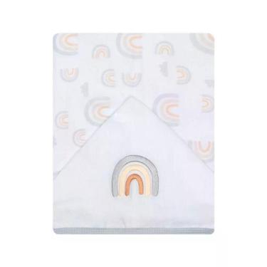 Imagem de Toalha Fralda Papi Soft C/ Capuz Arco Iris 1,10x90Cm
