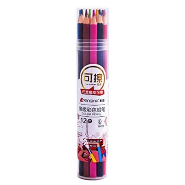 Imagem de Lápis de cor com barra triangular, 12 cores, pintura de grafite pode apagar lápis