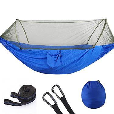 Imagem de Rede de acampamento, rede leve para viagem ao ar livre, com alças de rede para árvores, 73 x 352 cm Tamanho extra grande rede de nylon portátil para 2 pessoas para caminhadas, mochilão, jardim