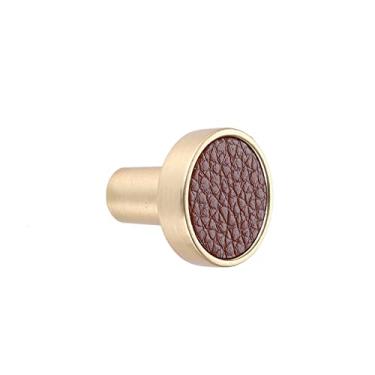 Imagem de Alça de couro Botão de vintage liga de liga preto/marrom único buraco 96mm / 128mm decoração armário armário armário armário moderno YYDFPIIA (Color : Diameter 24mm Brown)