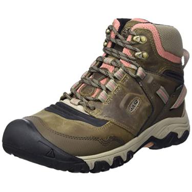 Imagem de KEEN Bota de caminhada feminina Ridge Flex de altura média impermeável, Timberwolf/poeira de tijolos, 8.5