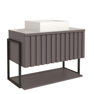 Imagem de Gabinete Suspenso com Cuba 01 Porta e 01 Prateleira Havaí 80cm Titânio MGM Móveis