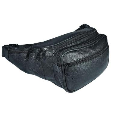 Imagem de Pochete Masculina De Couro Grande Espaçosa