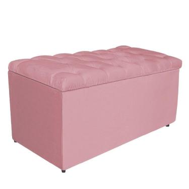 Imagem de Calçadeira Estofada Liverpool 90cm Solteiro Suede Rosa Bebê