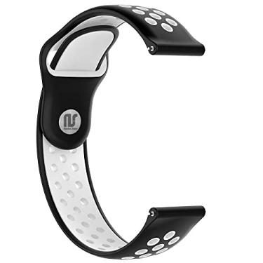 Imagem de Pulseiras esportivas NSmart Smartwatch 22mm ou 20mm compatível com Samsung Galaxy Watch 3 45mm - 41mm - Galaxy Watch 46mm - Gear S3 Frontier - Amazfit GTR 2 / GTR 3 / GTS / GTS 2 / GTS 3 / GTS mini - Stratos 2 / Stratos 3 - Pace - Hawei GT - Nandos_Store (22mm, Preto/Branco)