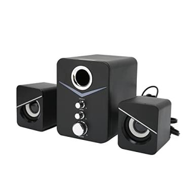 Imagem de Alto-falante de computador Bluetooth, mini alto-falante de mesa 3W Deep Bass, alto-falante de notebook com combinação Bluetooth de subwoofer, com luz ambiental, para hotel de escritório doméstico (preto)
