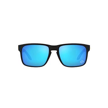 Imagem de Óculos de sol Oakley masculinos OO9102 Holbrook Square, preto fosco/safira Prizm, 57mm