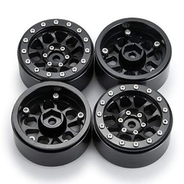 Imagem de Bento Harry 4 peças aros de metal de 1,9" para roda de miçangas resistentes para 1/10 RC Crawler Axial Scx10 II D90 TRX-4 Tamiya CC01 D110, Preto