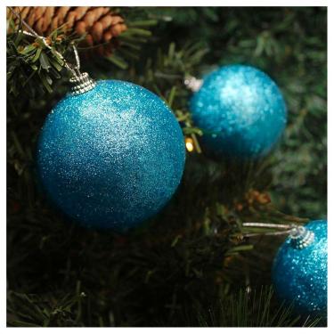 Imagem de Kit 2 Bolas Enfeite Natalino Árvore Natal Glitter Azul 70mm
