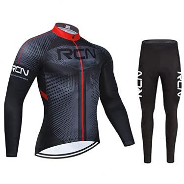 Imagem de Team Winter Ciclismo Jersey Térmico Fleece Racing Bike Suit Mountian Bicycle Roupas Men Leve Manga Longa Bib Pants, Preto, M (172 cm/65 kg)