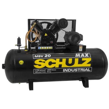 Imagem de Compressor de Ar Industrial Max 20 PCM 250L 5 HP Trifásico Schulz MSV 20 MAX / 250