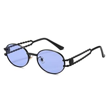 Imagem de Óculos de sol ovais de metal hip-hop moda óculos de sol óculos de sol versáteis para homens e mulheres óculos de sol, 2, tamanho único