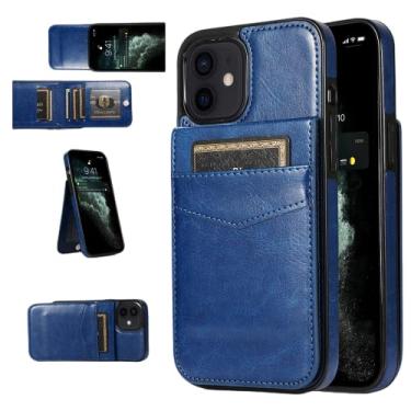 Imagem de MEOORHE Capa de telefone PU de luxo com clipe de carteira para iPhone 14 13 12 11 8 7 6 S Pro Plus Max Mini X XS XR SE2 Plus Shell, Trend Popular Cover Bumper(12 Pro Max, azul)