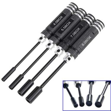 Imagem de ShareGoo 4 peças soquete de chave de porca hexagonal, ferramentas de reparo RC 4.0 5.5 7.0 8.0 mm, chave de fenda de cabeça chata chaves de fenda chave chave de fenda para carro hobby caminhão barco avião