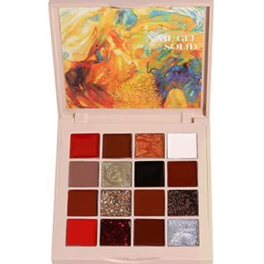 Imagem de Yajun Paleta de verniz de unhas de gel em creme sólido, conjunto de pintura de gel semipermanente de 16 cores com pincéis para unhas, kit de manicure de arte para casa, G, 1,5 g * 16