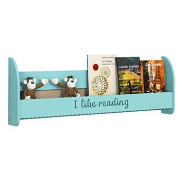 Imagem de KIZQYN Estante de livros montada na parede Prateleiras de parede multiuso para armazenamento de CD DVD de livro e estante de exibição (cor: caneca grande azul, tamanho: 100cm)