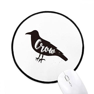Imagem de Mouse pad de animal corvo preto e branco tapete redondo para computador