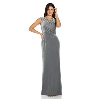 Imagem de Adrianna Papell Vestido feminino de sereia de veludo, Prata, 38