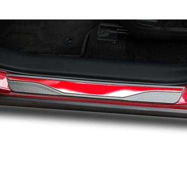 Imagem de GZBFTDH Compatível com BYD HAN/E9 2021-2023 acessórios de proteção de proteção contra arranhões para soleira da porta do carro, painéis de chute, peças de automóvel, proteção de entrada de porta 2021 2022 2023 (VERMELHO)