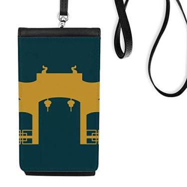 Imagem de Thailand Myth Woodiness Temple Ilustration Phone Wallet Purse Hanging Mobile Pouch Black Pocket