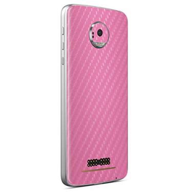 Imagem de Skin Adesivo Traseira Fibra Carbono Rosa para Moto Z3 Play