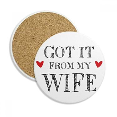 Imagem de Caneca de porta-copos Got It From My Wife presente de dia dos namorados pedra absorvente de proteção de mesa